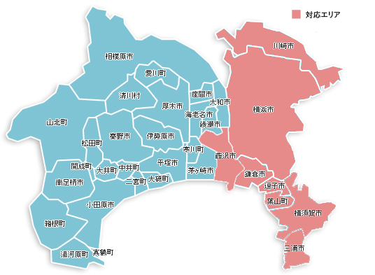 横須賀市　三浦市　葉山町　逗子市　鎌倉市　藤沢市　横浜市　川崎市