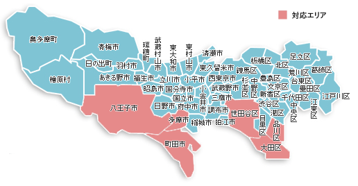 世田谷区　品川区　大田区　八王子市　多摩市　町田市